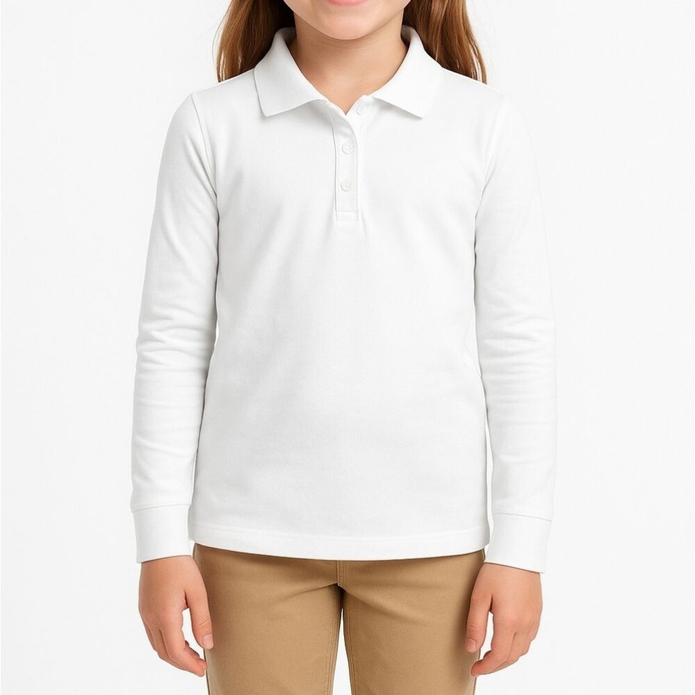 NWT Old Navy White L/S Polo Shirt XL Preppy Minimalist Schoolcore Soft Norm Girl